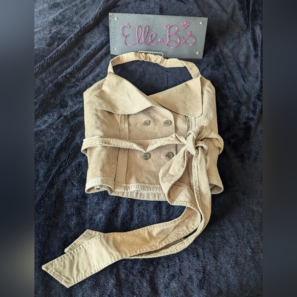 NWT Making The Cut Tan/Brown/Beige Corduroy Halter Top XS - Picture 1 of 4
